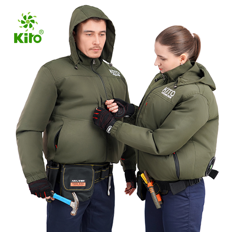 Bộ Áo Điều Hòa KITO KT03 Chính Hãng - Pin 30.000mAh, Quạt 24V, Màu Xanh Quân, BH 1 Năm