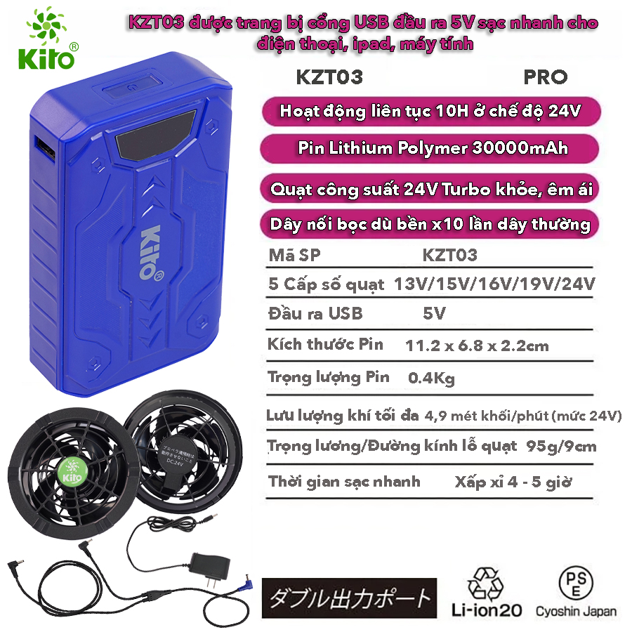Bộ Quạt KITO Chính Hãng KZT03